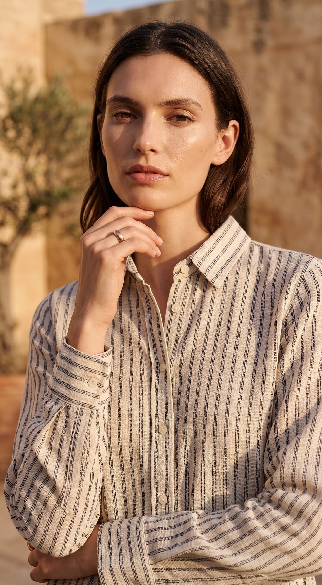 Blue Linen Stripes Shirt