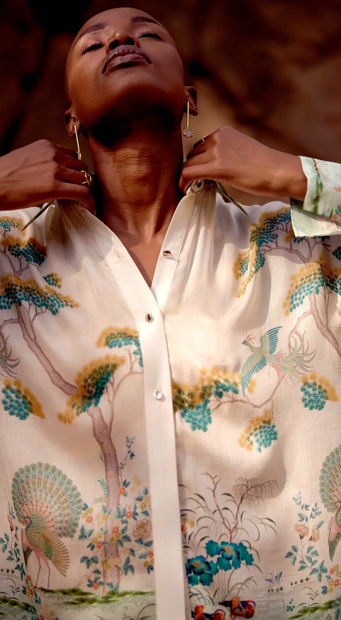 The Wild Silk Peacock Garden Shirt
