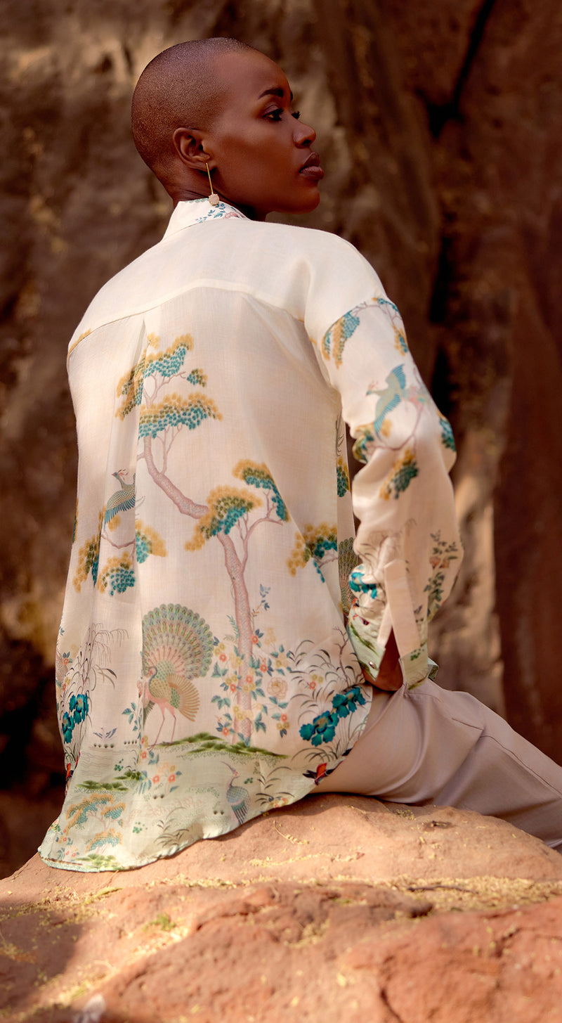 The Wild Silk Peacock Garden Shirt