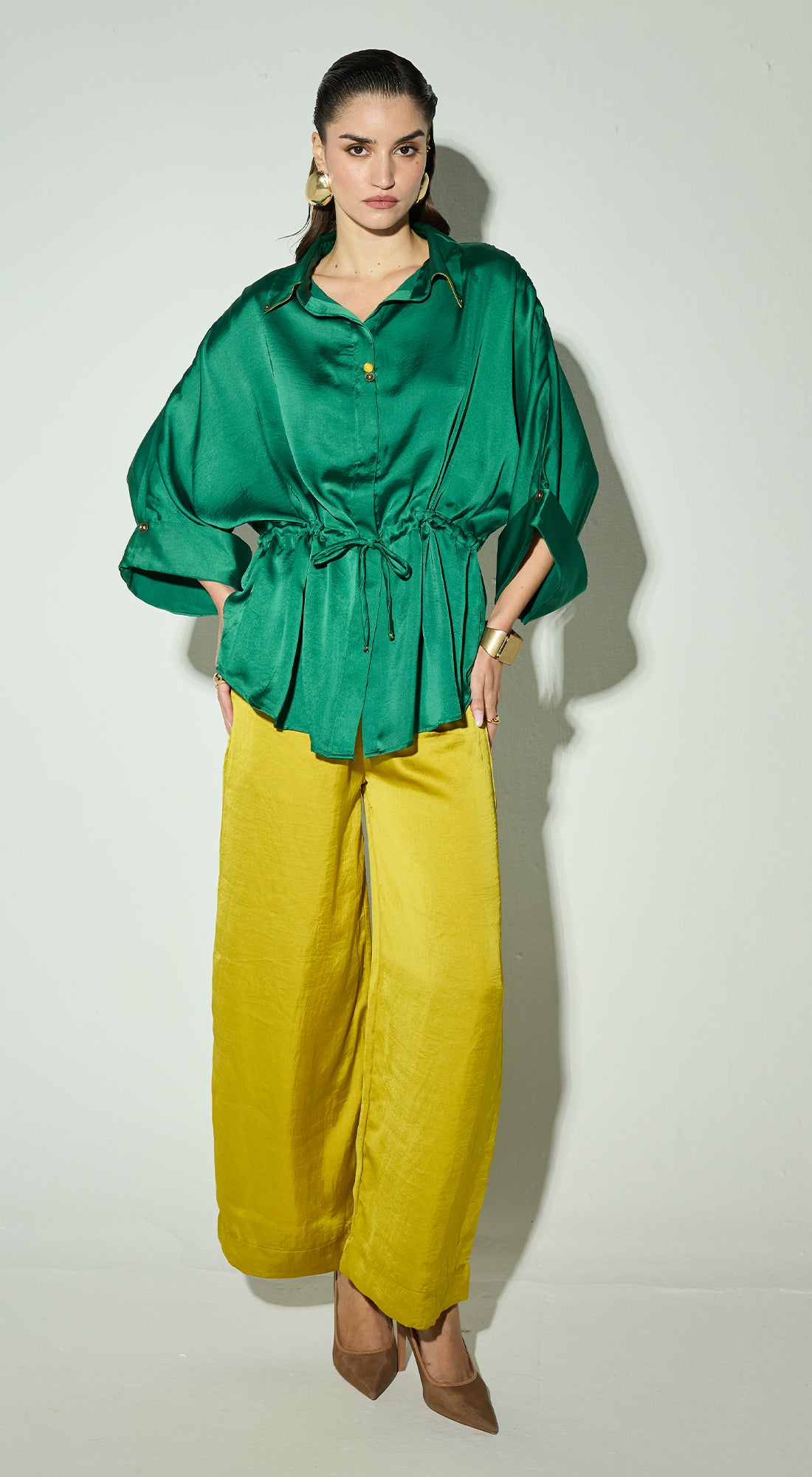 Green Satin Co-ord Set