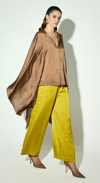 Brown Satin Embellished Co-ord Set