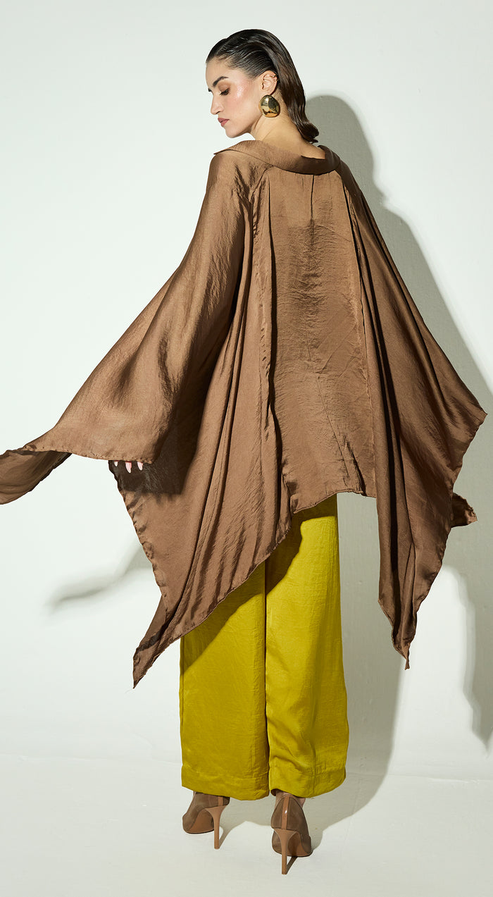 Brown Satin Embellished Co-ord Set