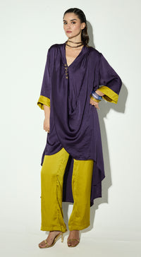 Purple Satin Embellished Co-ord Set