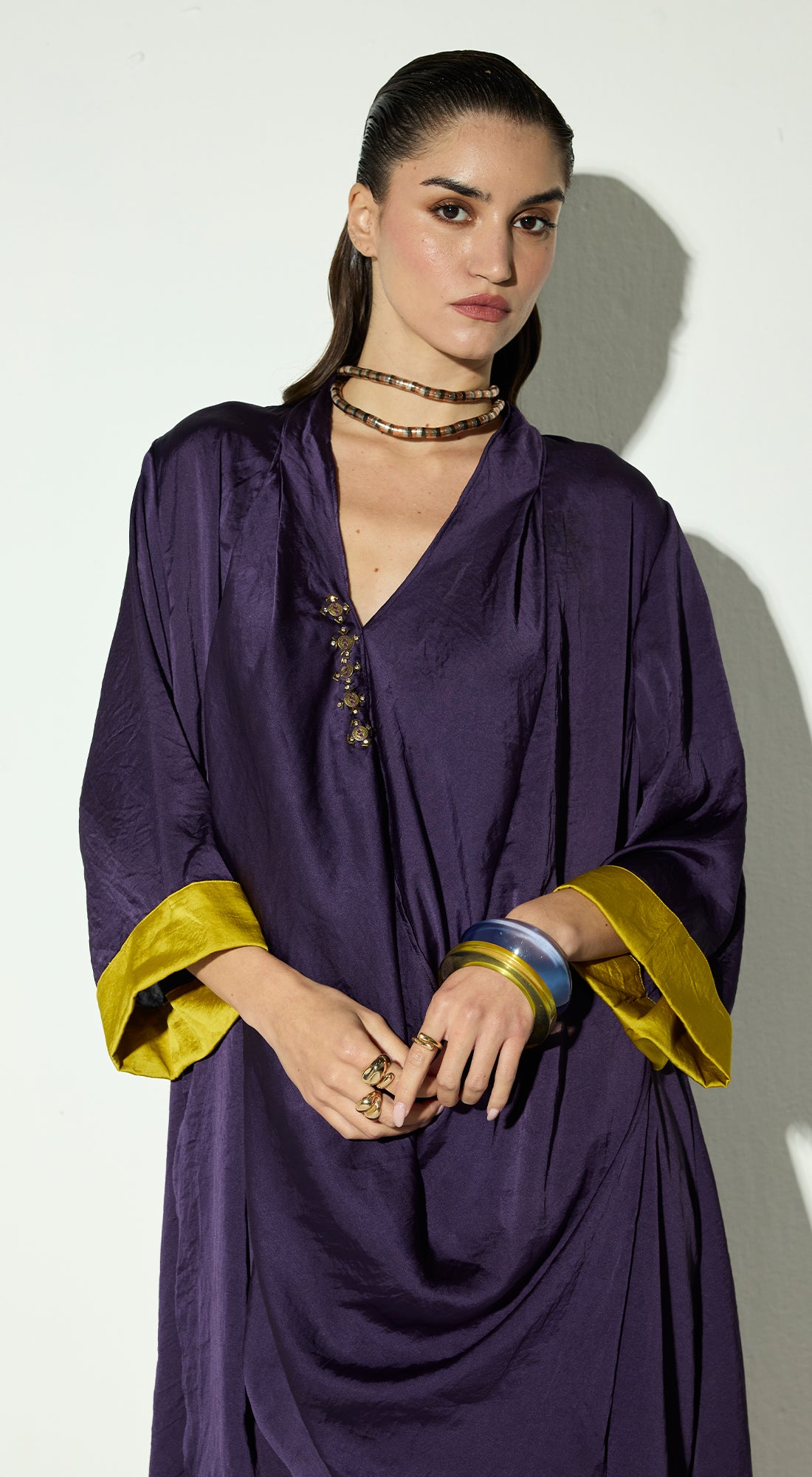 Purple Satin Embellished Co-ord Set