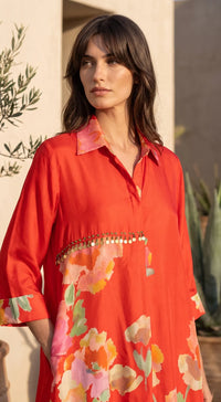 Red Flora Print Co-Ord Set
