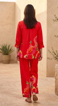 Red Flora Print Co-Ord Set