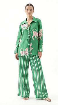 Green Muslin Abstract Co-ord Set