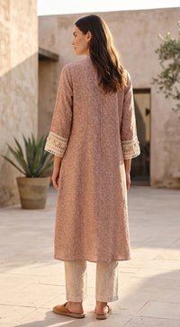 Ivory Cotton Jute Co-Ord Set With Jacket