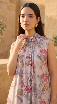 Grey Muslin Flora & Stripes Co-ord Set