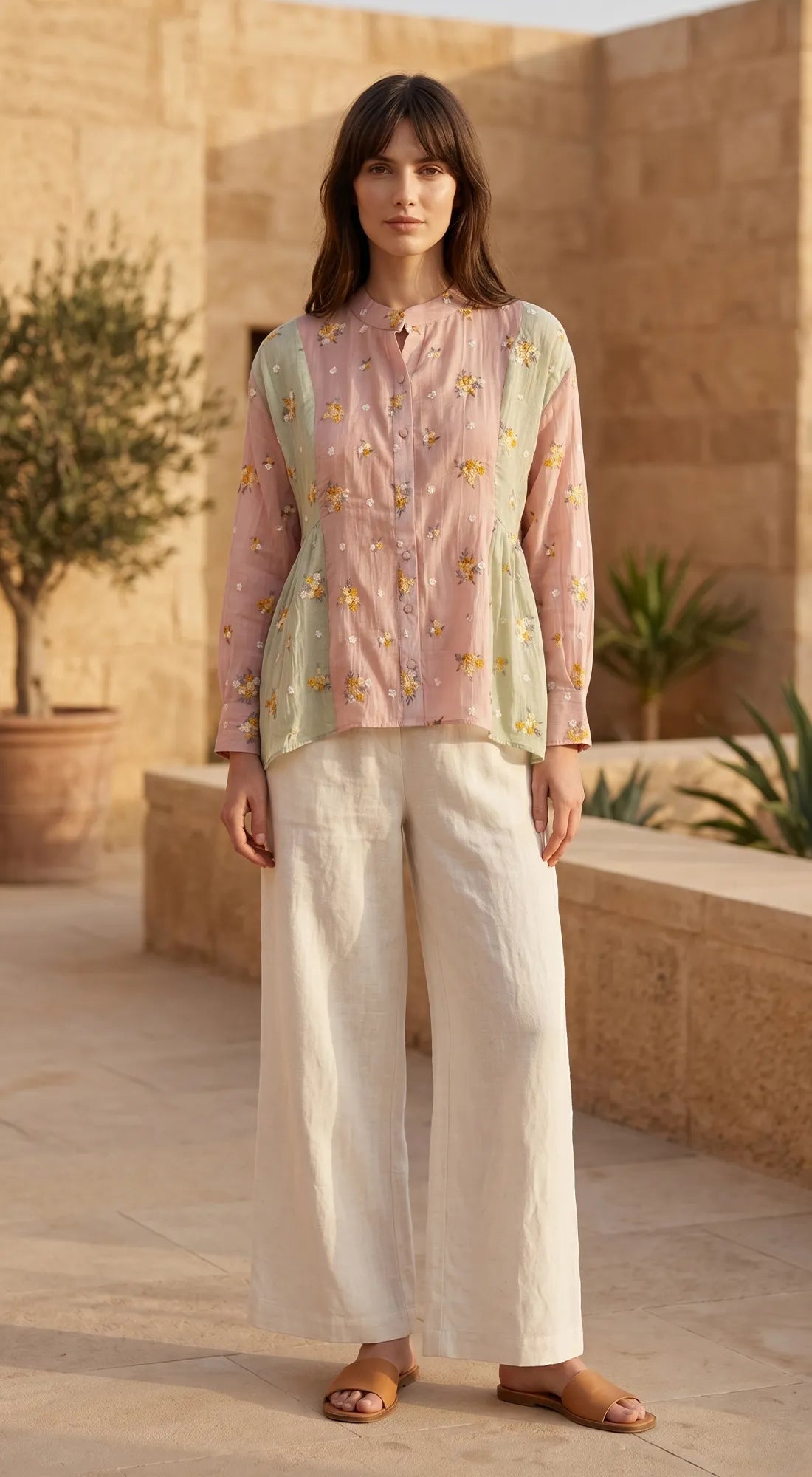 Baby-Pink Cotton Doriya Tunic