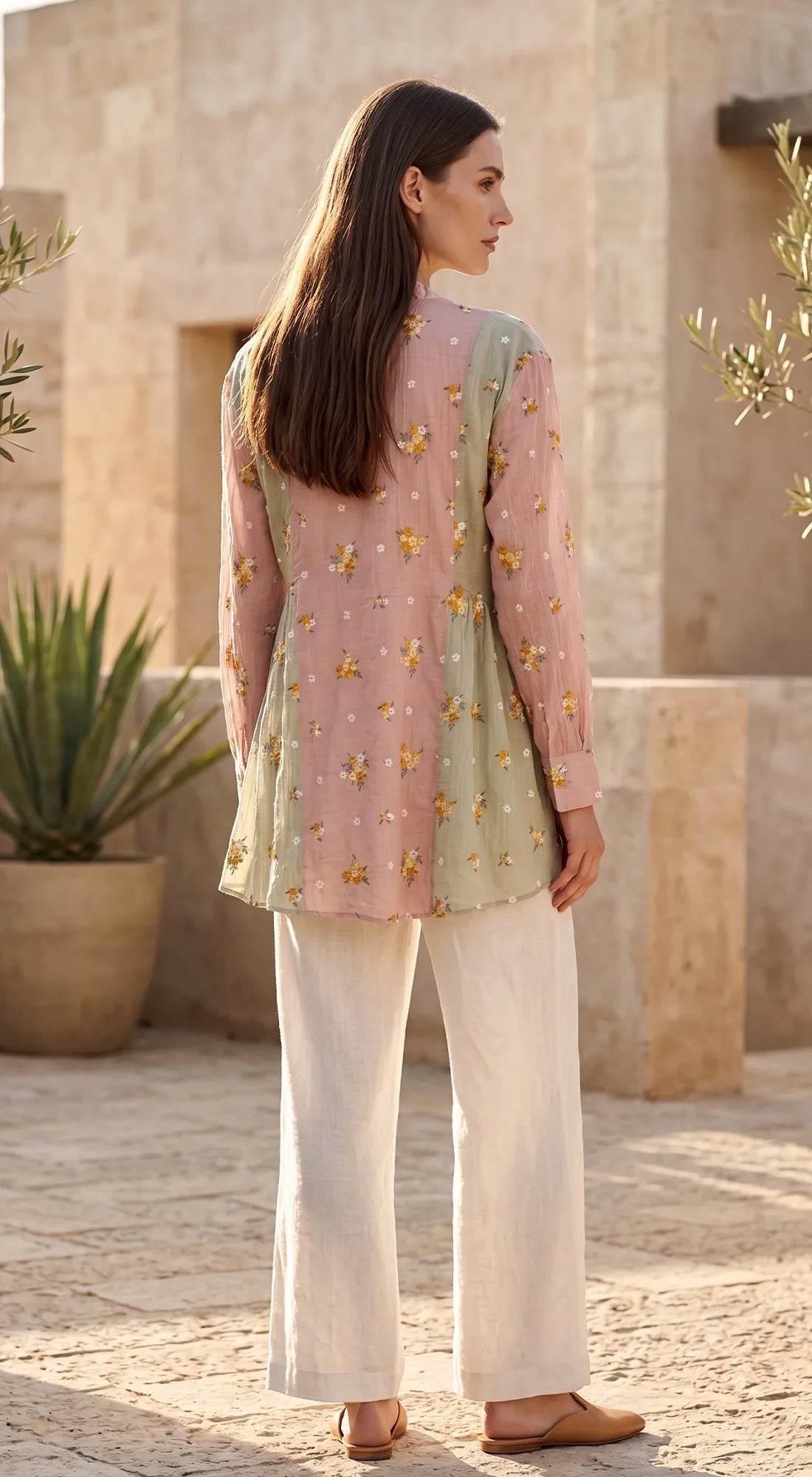 Baby-Pink Cotton Doriya Tunic