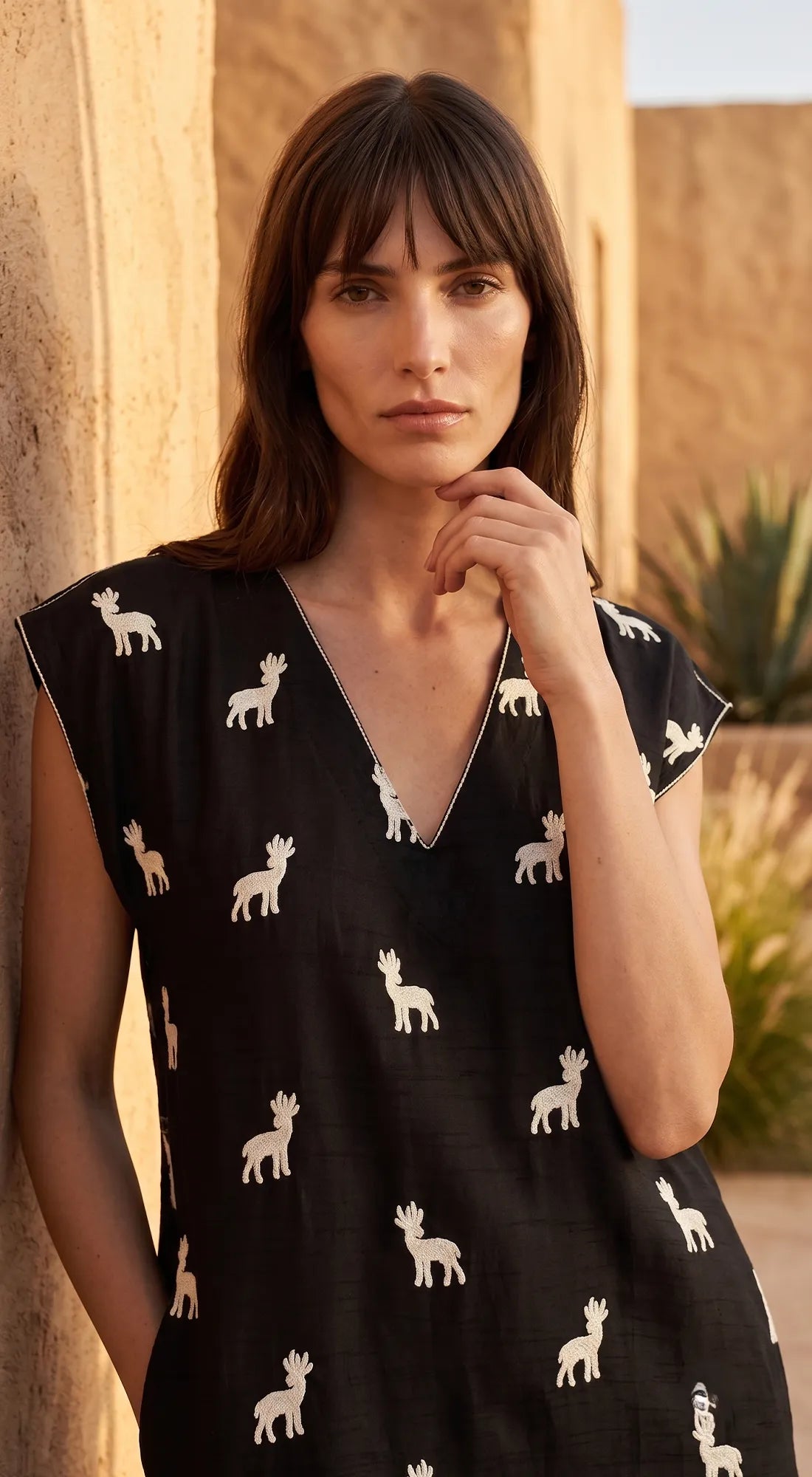 Black Organza Animal Print Tunic