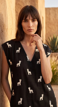 Black Organza Animal Print Tunic