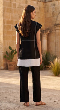 Black Organza Animal Print Tunic