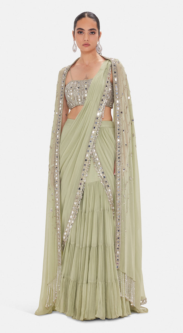 The Imperial Pista Saree Set