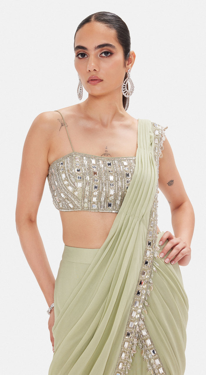 The Imperial Pista Saree Set