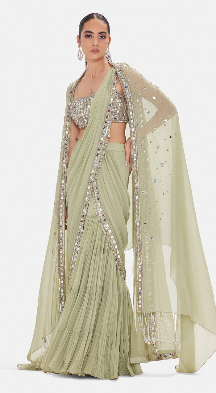 The Imperial Pista Saree Set