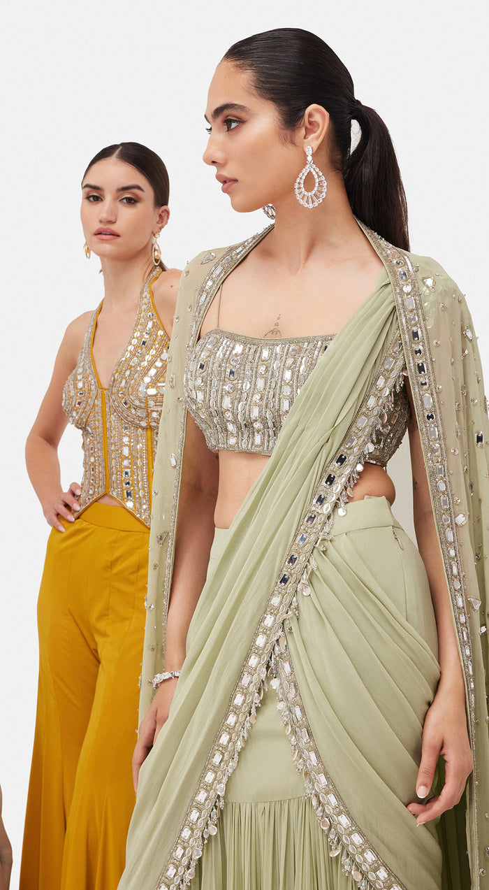 The Imperial Pista Saree Set