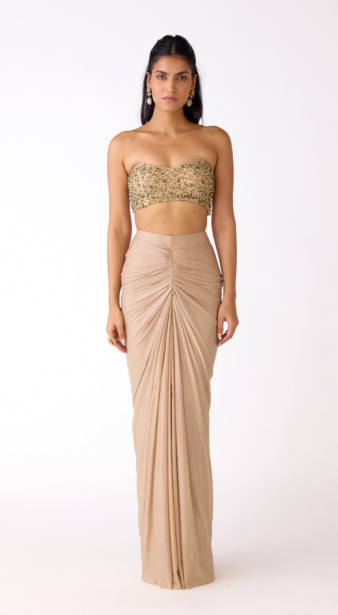 Gold Silk Embroidered Cape Set