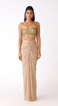 Gold Silk Embroidered Cape Set