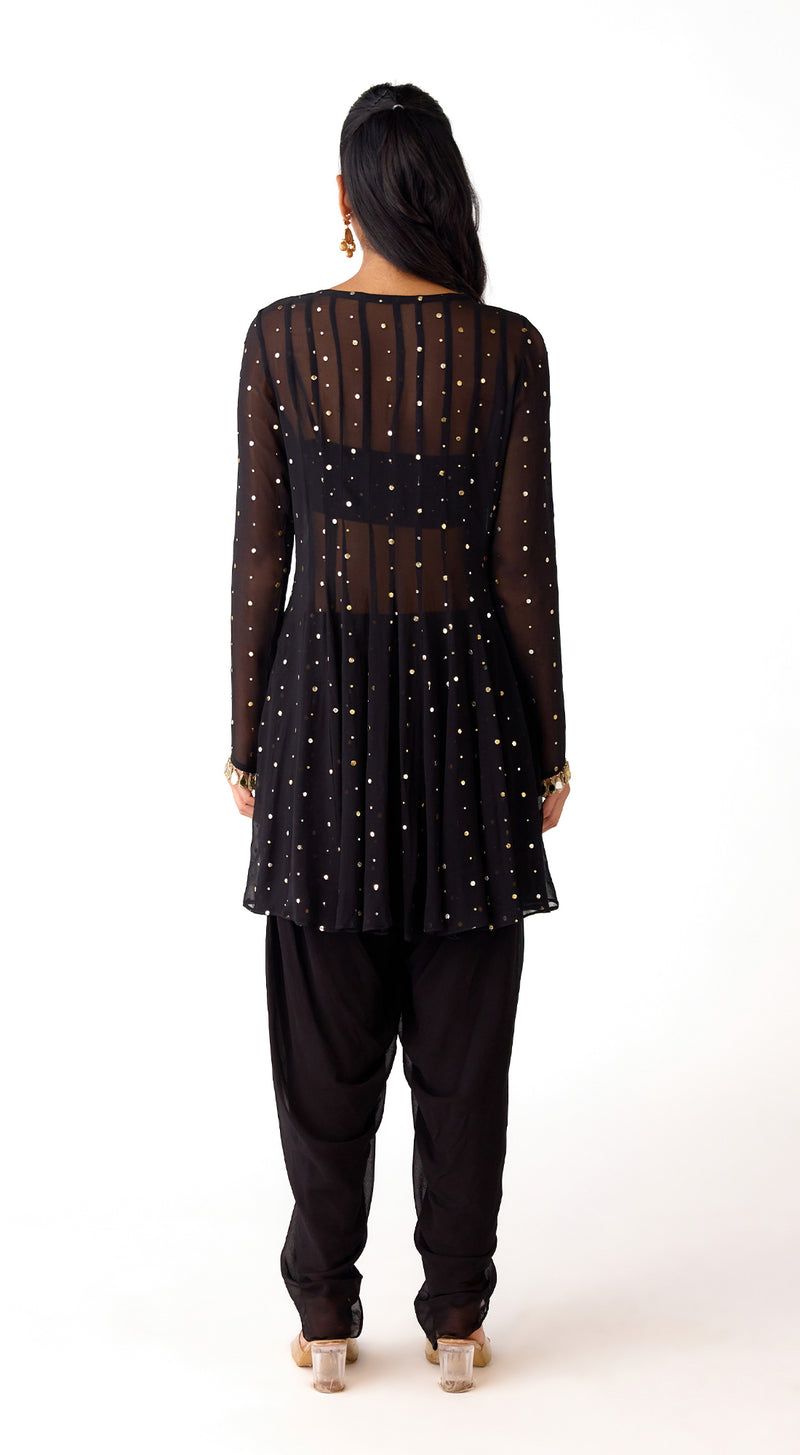 Black Mukaish Georgette Dhoti Set