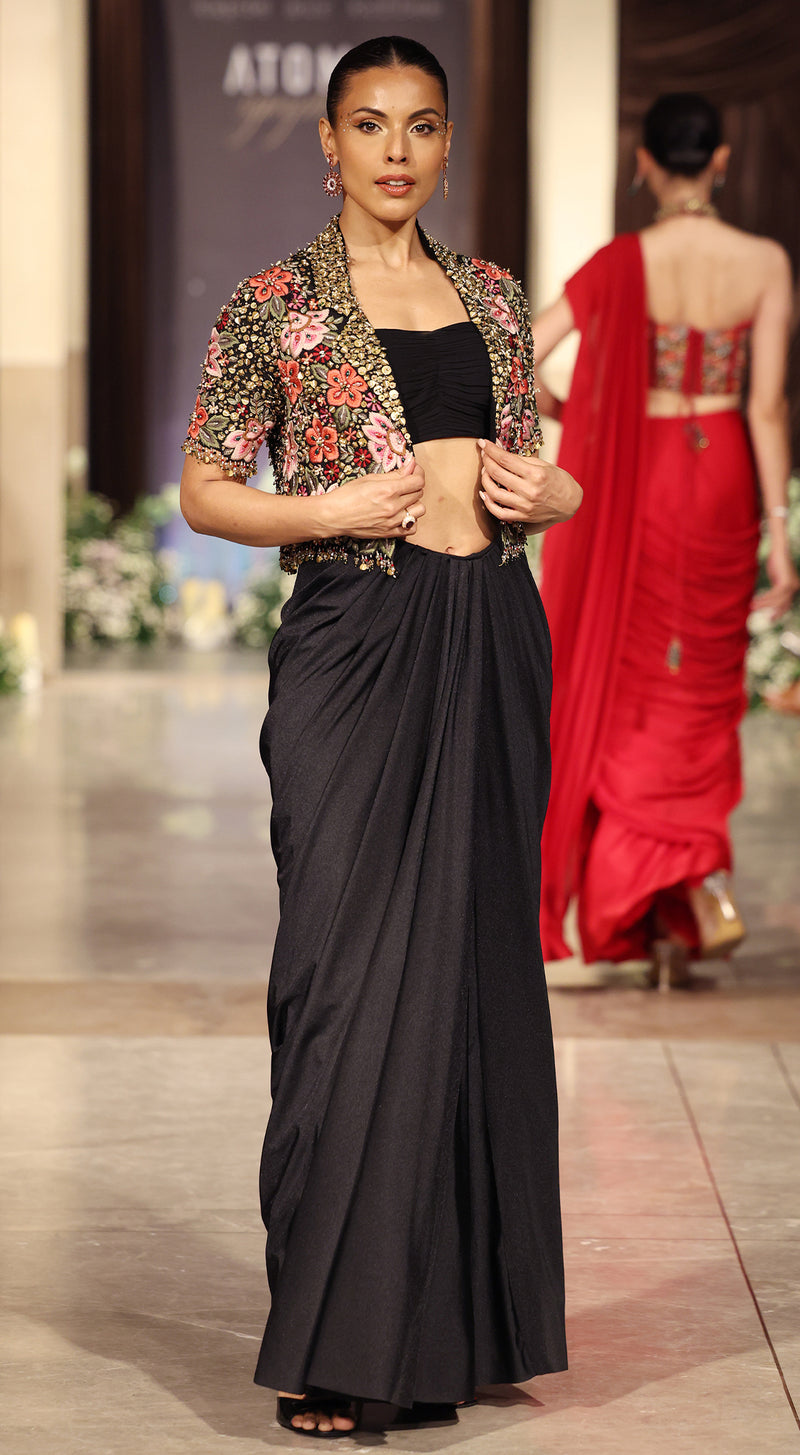 The Midnight Garden Jacket & Draped Skirt Set