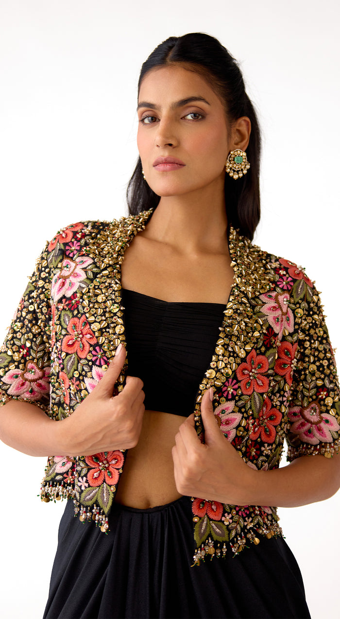 The Midnight Garden Jacket & Draped Skirt Set