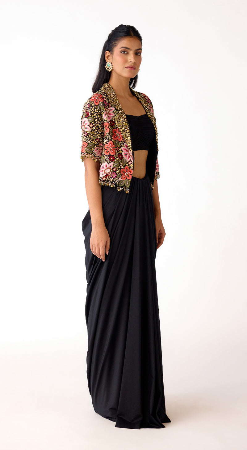 The Midnight Garden Jacket & Draped Skirt Set