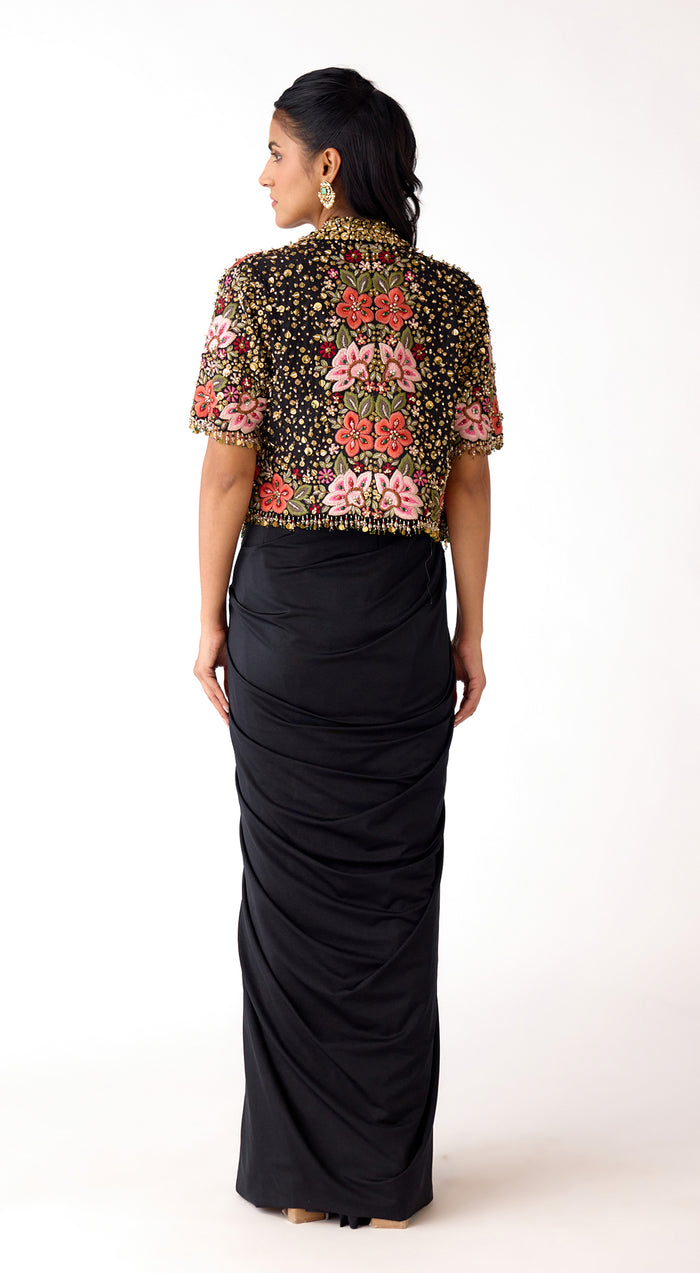 The Midnight Garden Jacket & Draped Skirt Set