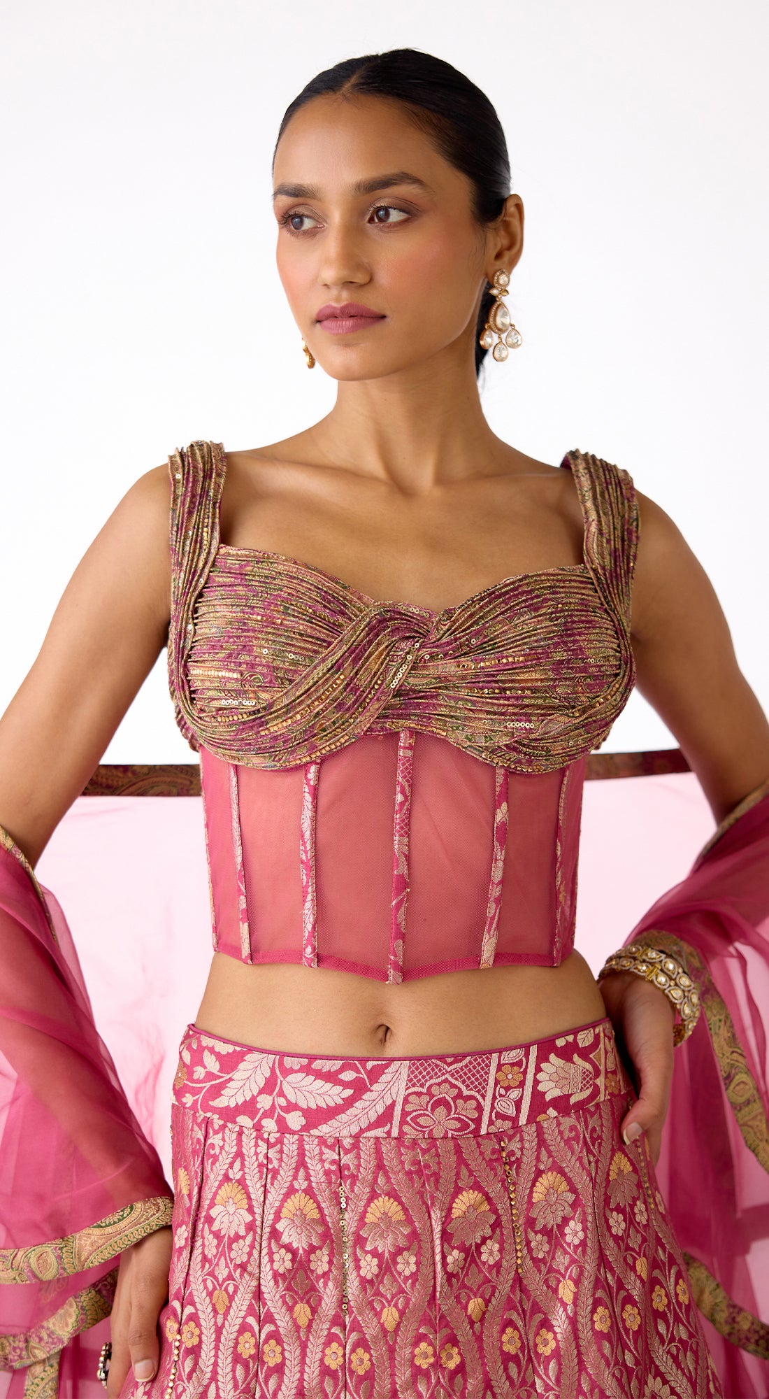 The Rosette Glow Corset & Lehenga Set