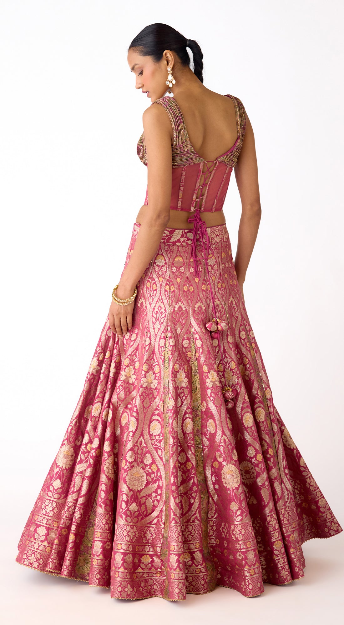 The Rosette Glow Corset & Lehenga Set