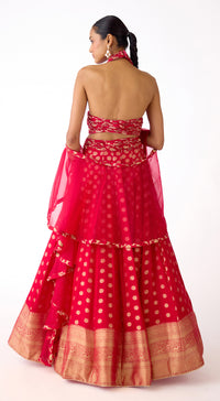 The Scarlet-Gold Banarasi Lehenga Set