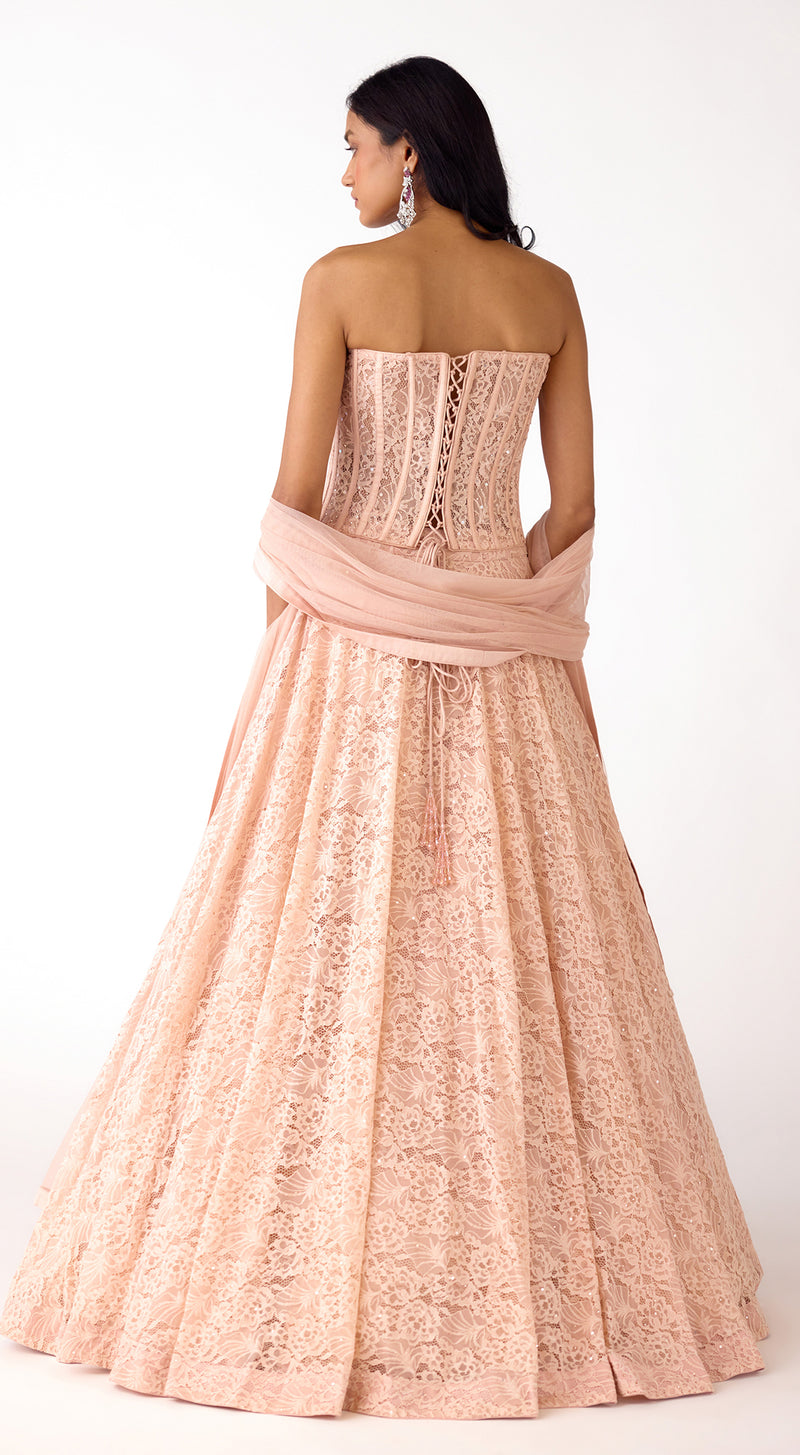 The Gentle Camillia Corset & Lehenga Set