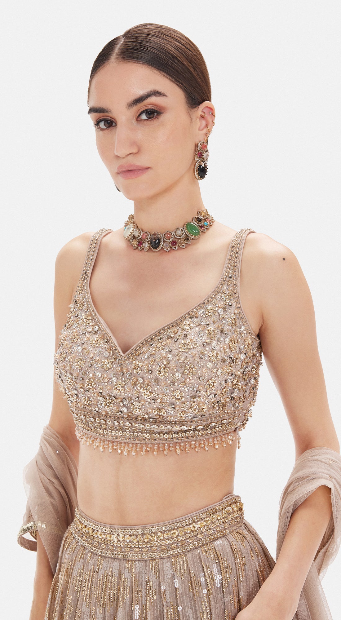 The Muted Champagne Bronze Lehenga