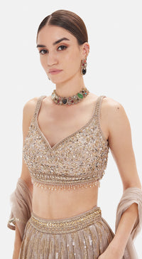 The Muted Champagne Bronze Lehenga