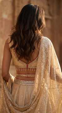 Gold Tissue Embroidered Lehenga Set