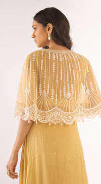 Gold Georgette Embroidered Lehenga Set