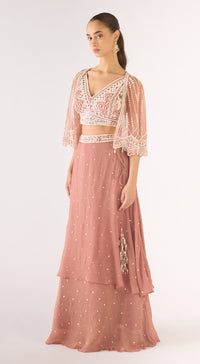 Pink Georgette Embroidered Lehenga Set