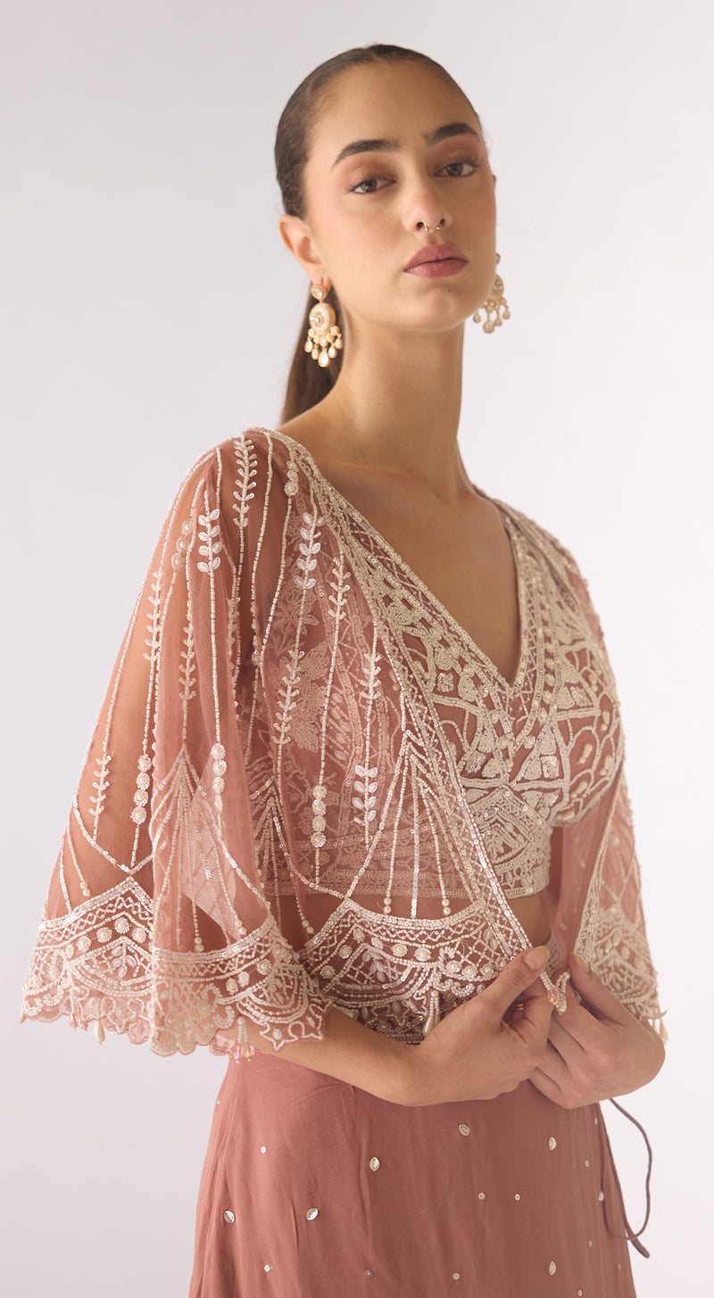 Pink Georgette Embroidered Lehenga Set