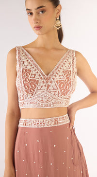 Pink Georgette Embroidered Lehenga Set