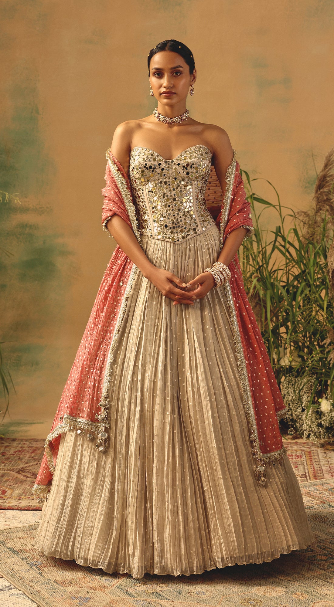 Basanti Kapde Aur Koffee The Ivory Ember ivory corset lehenga with detailed embroidery