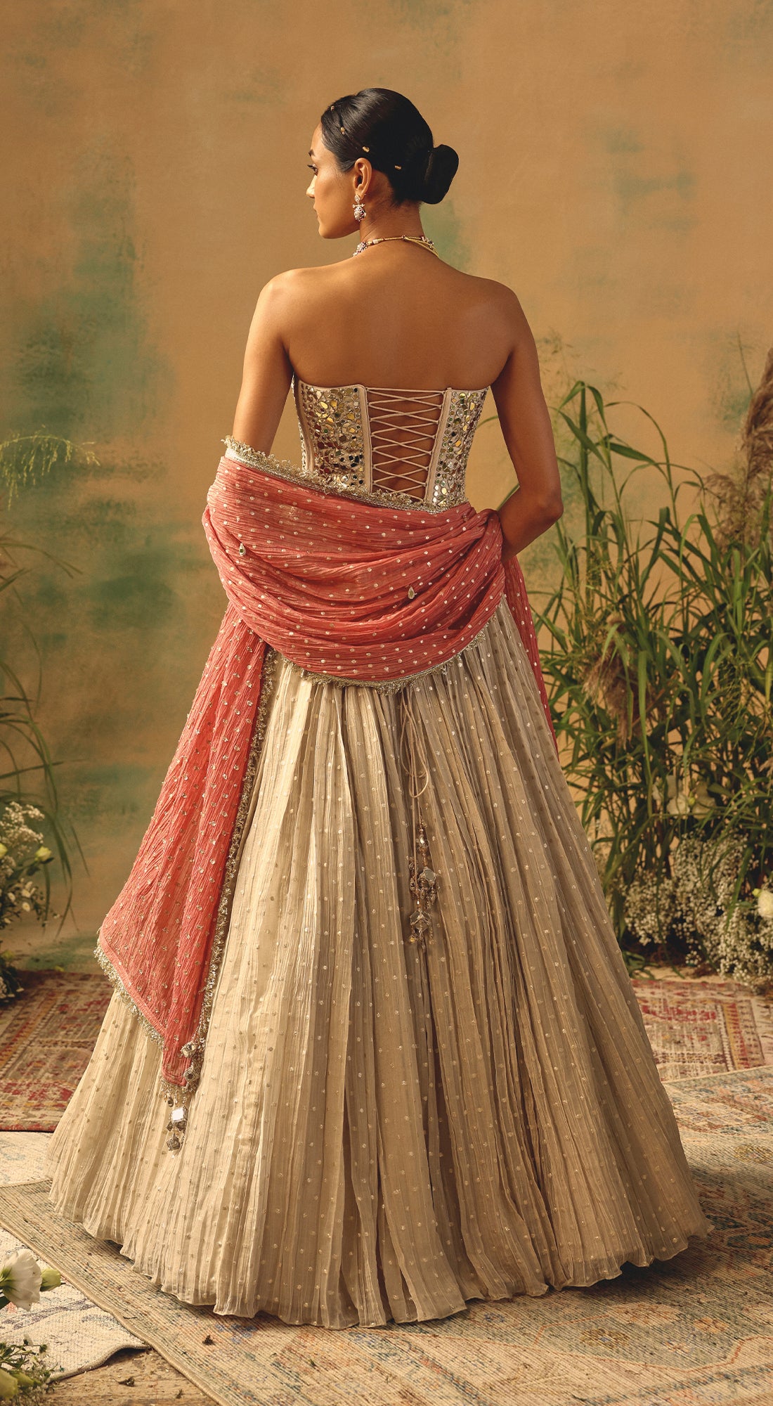 The Ivory & Amber Corset Lehenga Basanti Kapde aur Koffee The Ivory & Amber Corset Lehenga Basanti Kapde aur Koffee