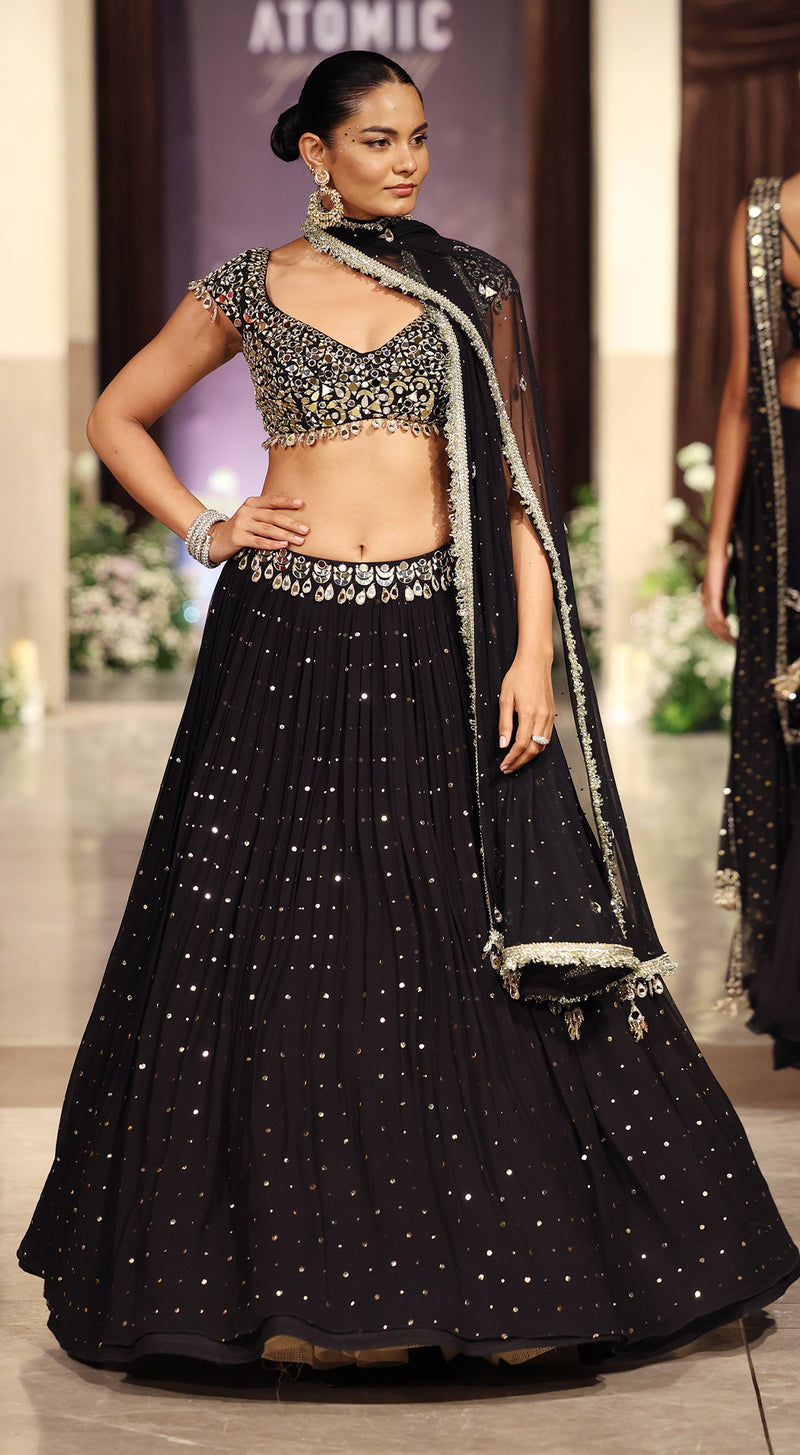 The Midnight Aura Georgette Lehenga Set