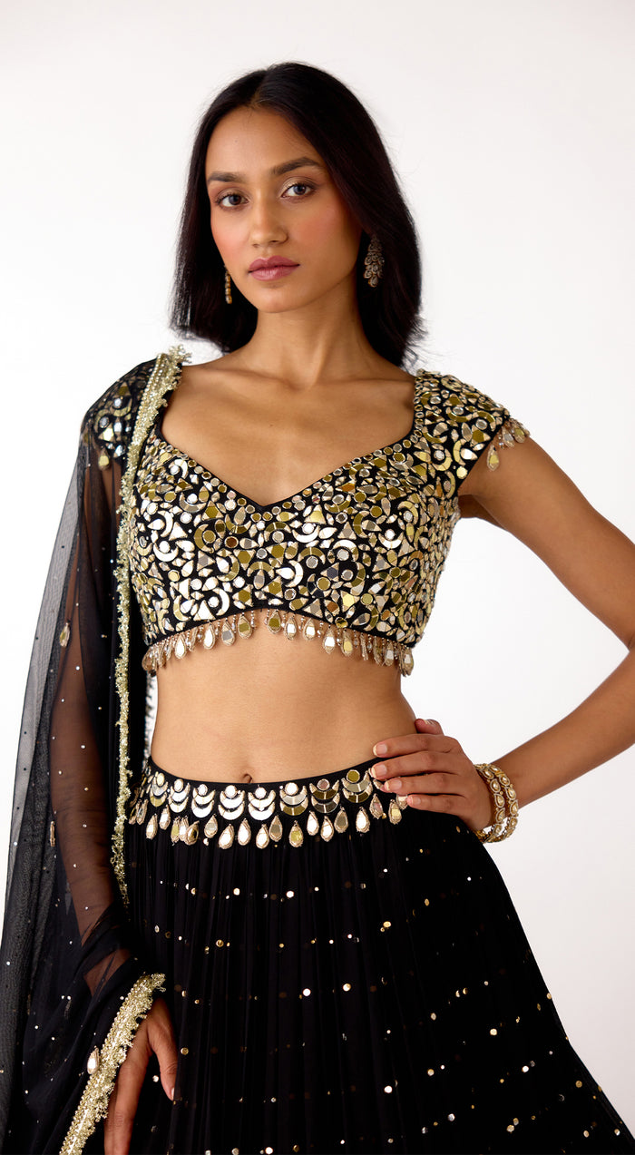 The Midnight Aura Georgette Lehenga Set