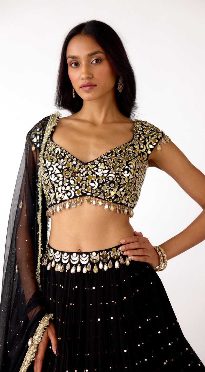 The Midnight Aura Georgette Lehenga Set