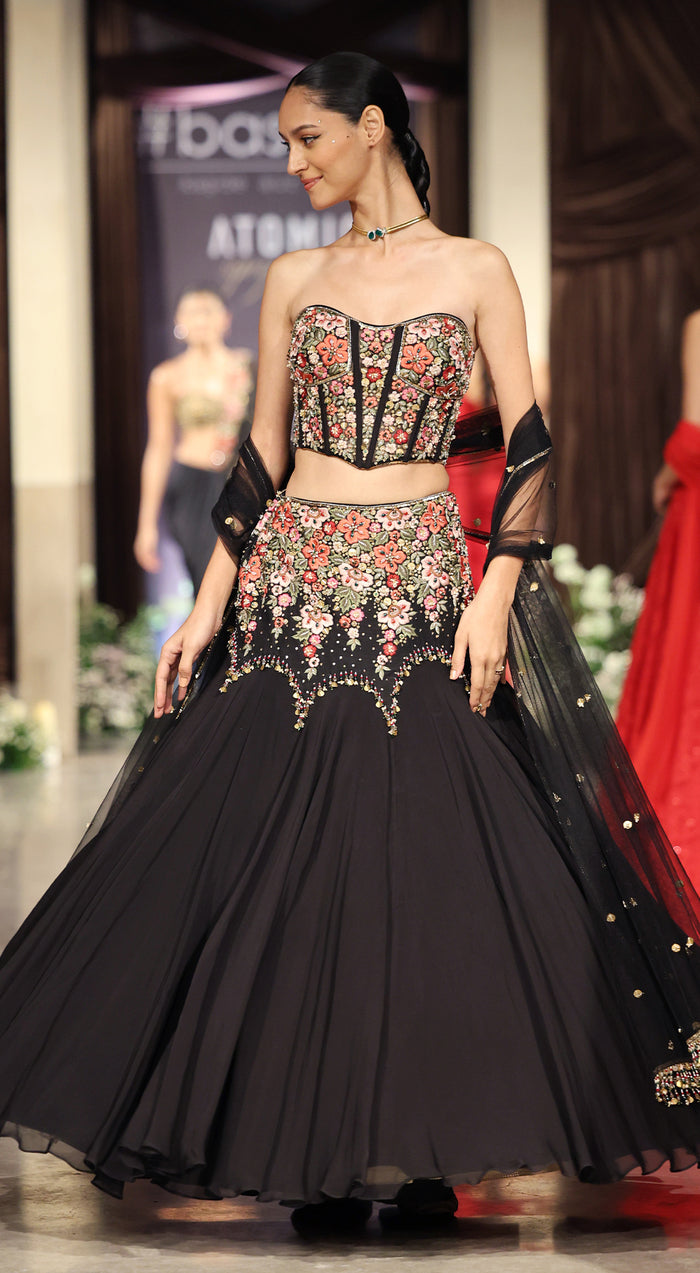 The Midnight Garden Corset & Lehenga Set