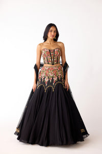 The Midnight Garden Corset & Lehenga Set