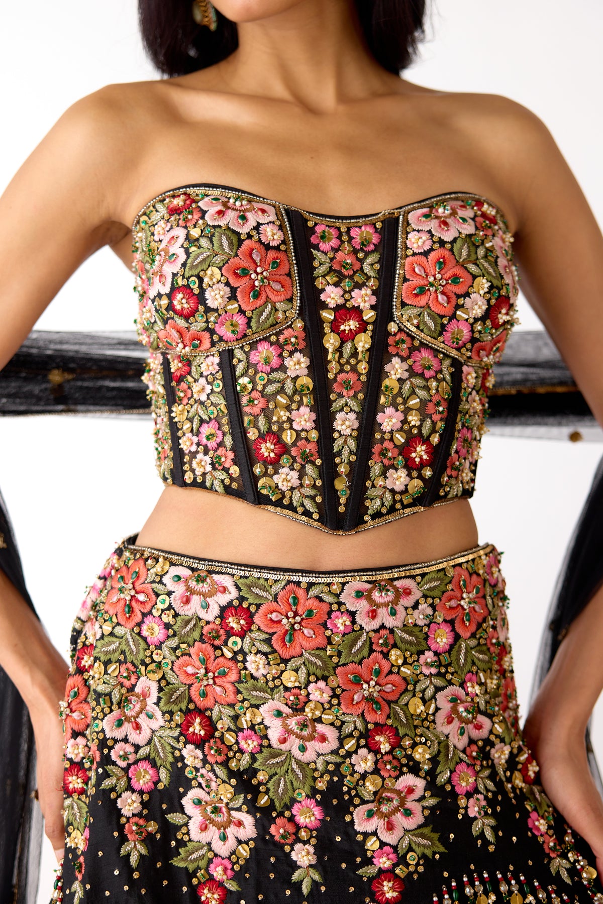 The Midnight Garden Corset & Lehenga Set