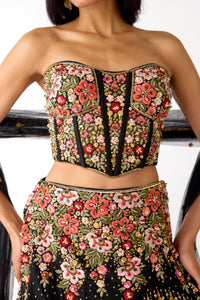 The Midnight Garden Corset & Lehenga Set