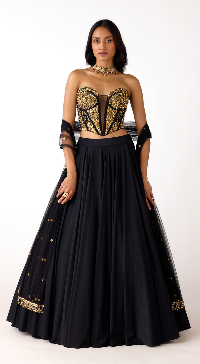 The Stellar Noir Corset & Lehenga Set